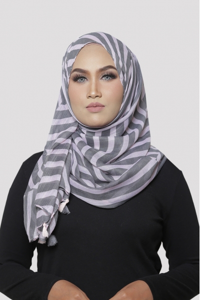 ARABIC PASHMINA WIDE SHAWL - STRIPES PINK